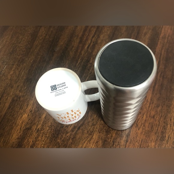 2PC Set Stainless Steel Travel Mug/ Ceramic Mug if empty Brew More tea graphic. - Picture 5 of 5